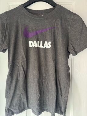 Nike Gray Tee with White Swoosh and Print